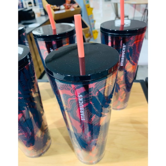 Starbucks Ocean Woodland Fern Tumbler Cold Cup 24oz New Fall 2022 Rose Gold Foil - Picture 13 of 16